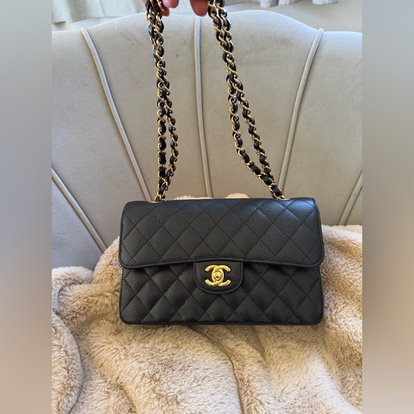 💞Authentic💞Chanel Classic Double Flap Bag Quilted Caviar Small Black GHW - Picture 2 of 14